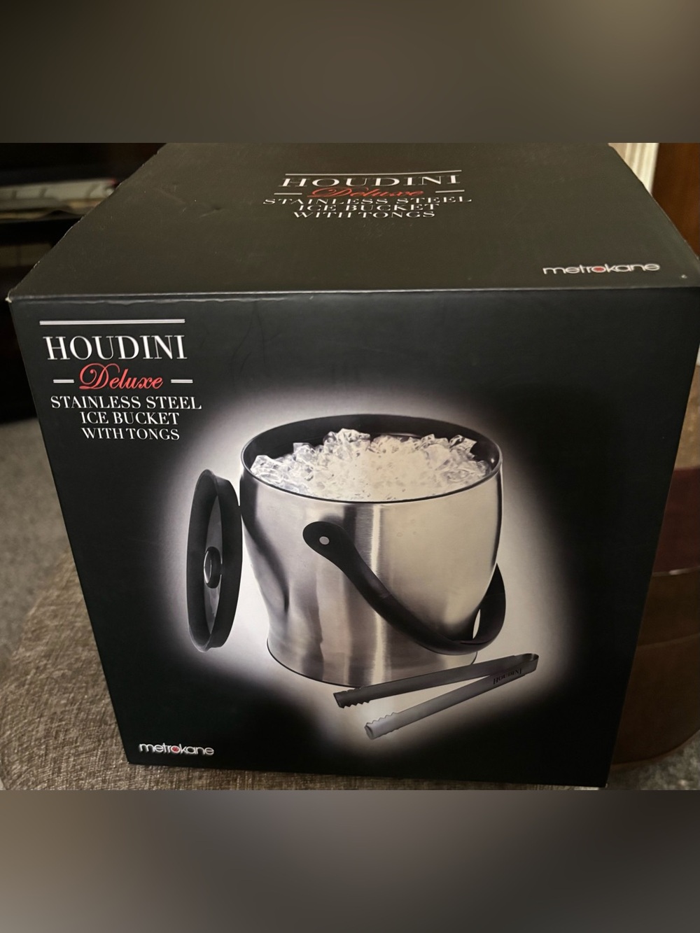 EUC Houdini Deluxe Stainless Steel Ice Bucket w/Tongs